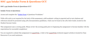 SOC-449 Intake Form & Questions GCU