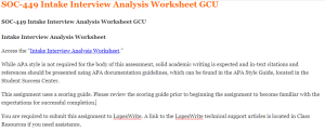 SOC-449 Intake Interview Analysis Worksheet GCU