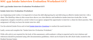 SOC-449 Intake Interview Evaluation Worksheet GCU