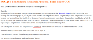 SOC 480 Benchmark Research Proposal Final Paper GCU