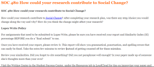 SOC 480 How could your research contribute to Social Change