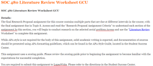 SOC 480 Literature Review Worksheet GCU