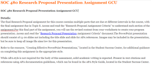 SOC 480 Research Proposal Presentation Assignment GCU