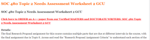 SOC 480 Topic 2 Needs Assessment Worksheet 2 GCU