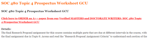 SOC 480 Topic 4 Prospectus Worksheet GCU