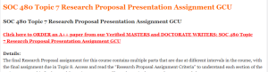 SOC 480 Topic 7 Research Proposal Presentation Assignment GCU