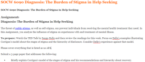 SOCW 6090 Diagnosis The Burden of Stigma in Help Seeking