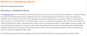 SOCW 6111 Attachment Theory
