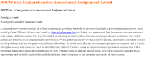 SOCW 6111 Comprehensive Assessment Assignment Latest
