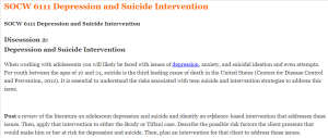 SOCW 6111 Depression and Suicide Intervention