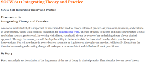 SOCW 6111 Integrating Theory and Practice