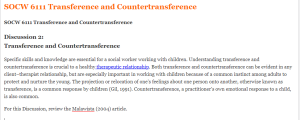 SOCW 6111 Transference and Countertransference