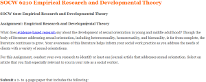 SOCW 6210 Empirical Research and Developmental Theory