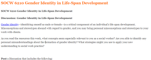 SOCW 6210 Gender Identity in Life-Span Development