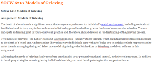 SOCW 6210 Models of Grieving