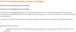 SOCW 6210 Psychological Aspects of Aging