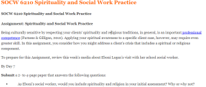 SOCW 6210 Spirituality and Social Work Practice