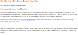 SOCW 6301 Evidence Based Practice