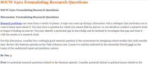 SOCW 6301 Formulating Research Questions