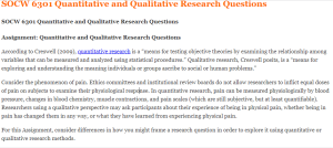 SOCW 6301 Quantitative and Qualitative Research Questions