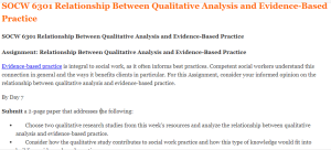 SOCW 6301 Relationship Between Qualitative Analysis and Evidence-Based Practice