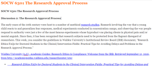 SOCW 6301 The Research Approval Process