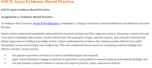 SOCW 6500 Evidence Based Practice