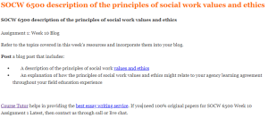 SOCW 6500 description of the principles of social work values and ethics