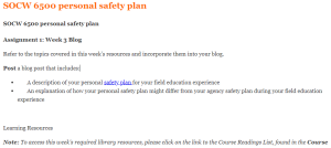 SOCW 6500 personal safety plan