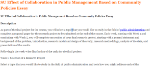 SU Effect of Collaboration in Public Management Based on Community Policies Essay