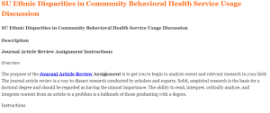 SU Ethnic Disparities in Community Behavioral Health Service Usage Discussion