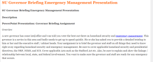 SU Governor Briefing Emergency Management Presentation