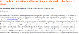 SU Healthcare Marketing and Strategy Conduct Comprehensive Research Essay