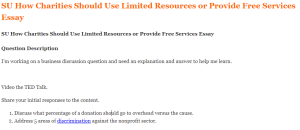 SU How Charities Should Use Limited Resources or Provide Free Services Essay