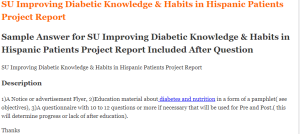 SU Improving Diabetic Knowledge & Habits in Hispanic Patients Project Report