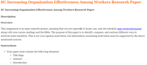 SU Increasing Organization Effectiveness Among Workers Research Paper