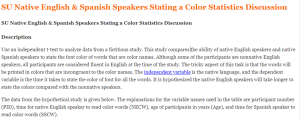 SU Native English & Spanish Speakers Stating a Color Statistics Discussion