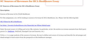 SU Sources of Revenues for HCA Healthcare Essay