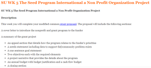 SU WK 5 The Seed Program International a Non Profit Organization Project