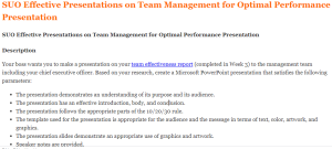 SUO Effective Presentations on Team Management for Optimal Performance Presentation