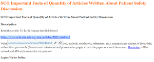SUO Important Facts of Quantity of Articles Written About Patient Safety Discussion