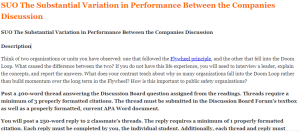 SUO The Substantial Variation in Performance Between the Companies Discussion