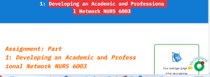 Assignment: Part 1: Developing an Academic and Professional Network NURS 6003