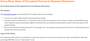 Seven Basic Steps of Perceptual Process in Humans Discussion