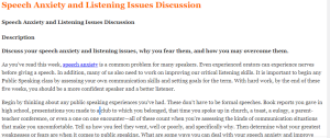 Speech Anxiety and Listening Issues Discussion