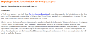 Stepping Stones Foundation Case Study Analysis