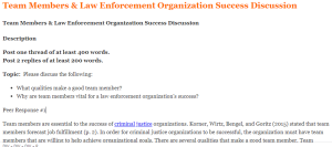 Team Members & Law Enforcement Organization Success Discussion