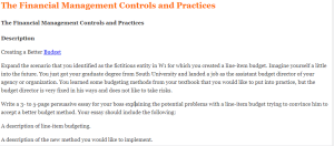 The Financial Management Controls and Practices