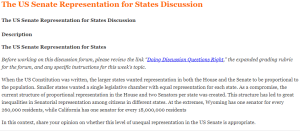 The US Senate Representation for States Discussion