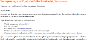 Transparency and Equity in Police Leadership Discussion